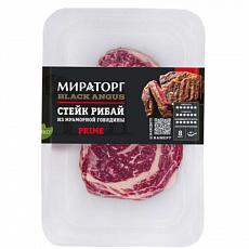 Стейк Рибай  из мраморной говядины Prime Black Angus Мираторг 390 г, Россия