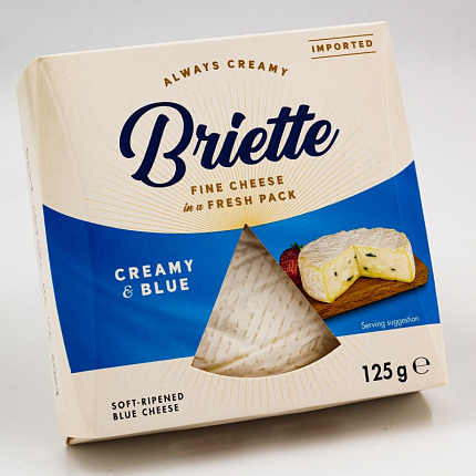 Сыр мягкий "Briette" Creamy & Blue с белой и голубой плесенью 60% 125 г, БЗМЖ