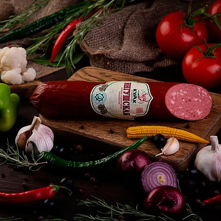 Колбаса "Ингушская КУМК" полукопченая 450 г, Халяль, Россия