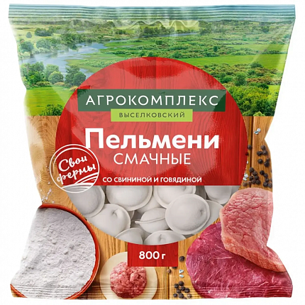 Пельмени Смачные из говядины и свинины "Агрокомплекс Выселковский" 800 г, Россия